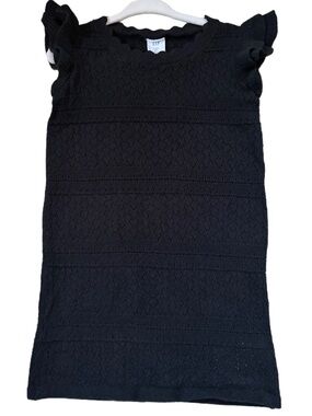 Girls GAP Dress - Black Textured Knit Top with Scalloped Neckline